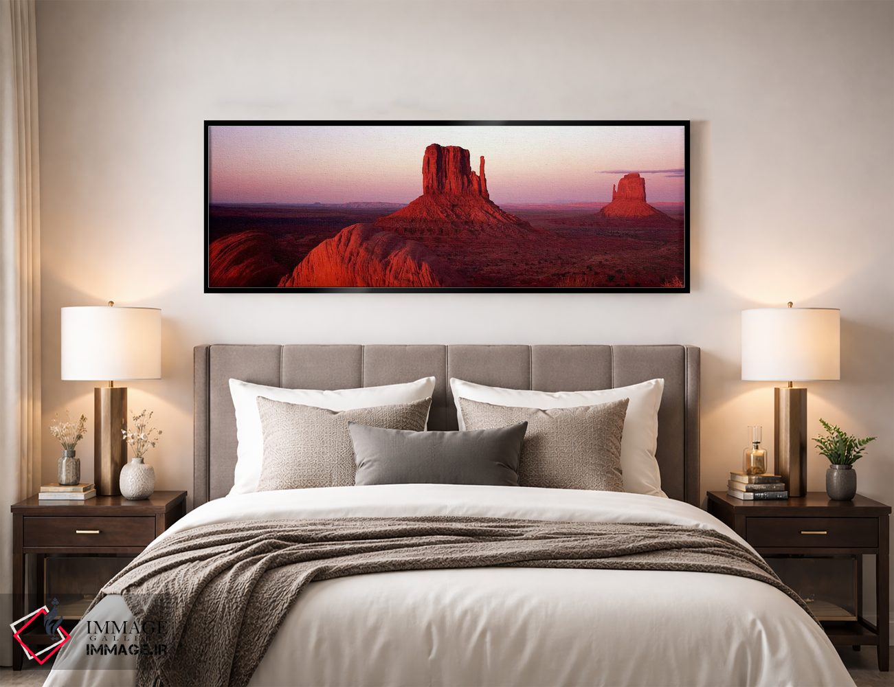 تابلو دکوراتیو Monument Valley, Navajo Nation,غروب سرخ بر فراز میتن ها… اثر پانورامیک ایمجز - D3B