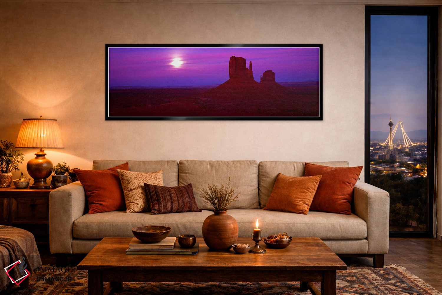 تابلو دکوراتیو Monument Valley, Utah, USA,تپه های میتن شرقی و غربی هنگ… اثر پانورامیک ایمجز - D5B