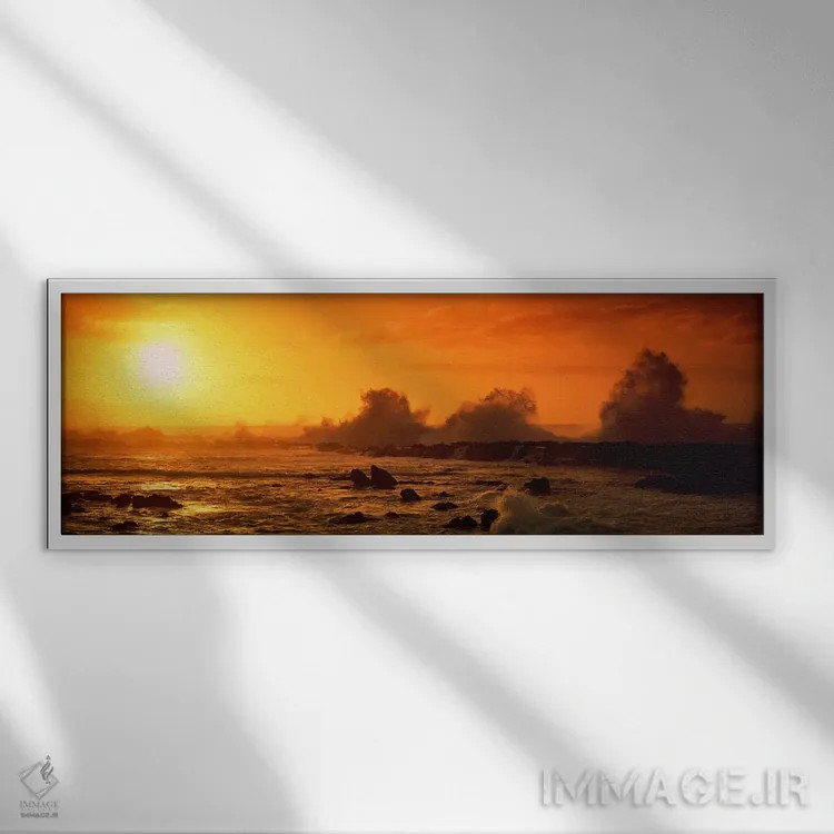 تابلو دکوراتیو North Shore, Oahu, Hawaii, USA,شکستن موج ها بر صخره ها… اثر پانورامیک ایمجز - نمای قابدار سفید