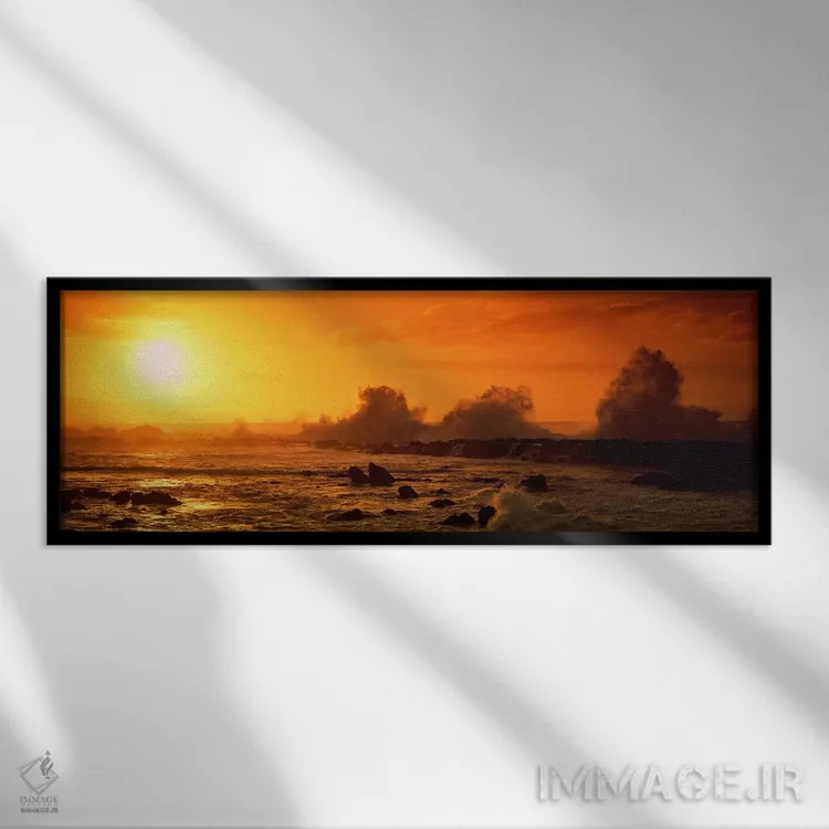 تابلو دکوراتیو North Shore, Oahu, Hawaii, USA,شکستن موج ها بر صخره ها… اثر پانورامیک ایمجز - نمای قابدار مشکی