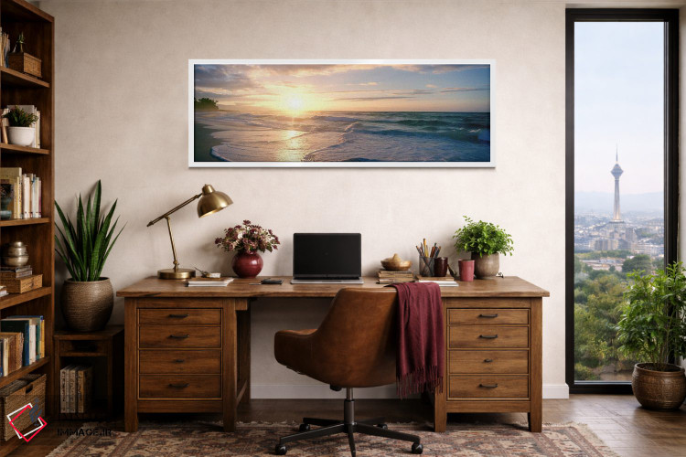 تابلو دکوراتیو غروب آفتاب بر فراز دریا اثر پانورامیک ایمجز - D1W
