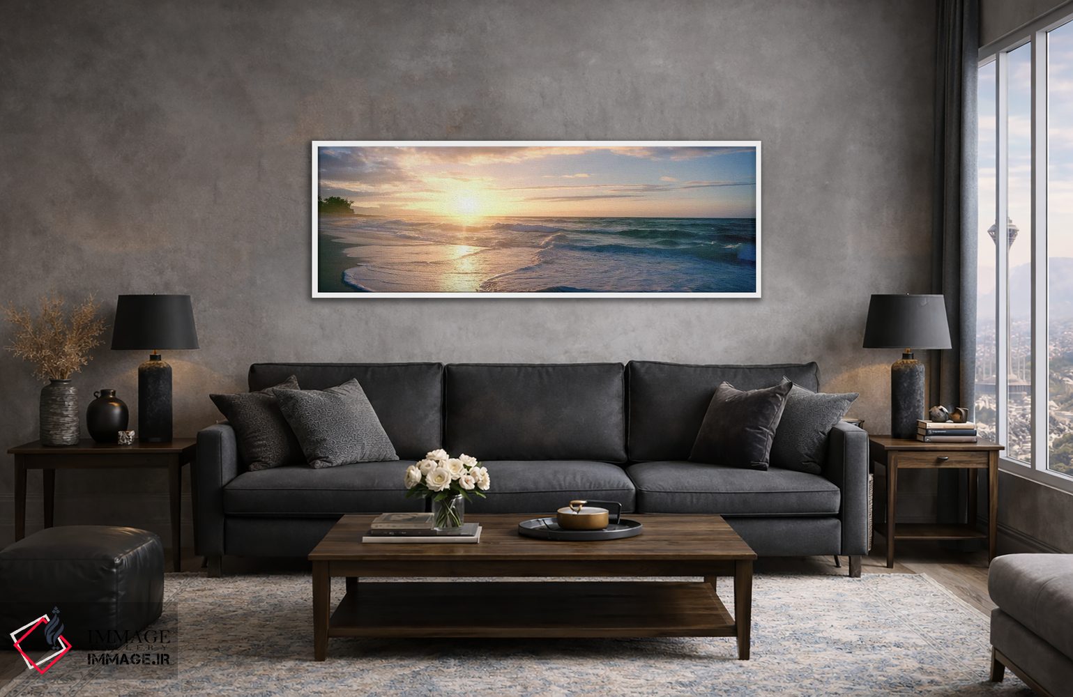 تابلو دکوراتیو غروب آفتاب بر فراز دریا اثر پانورامیک ایمجز - D4W