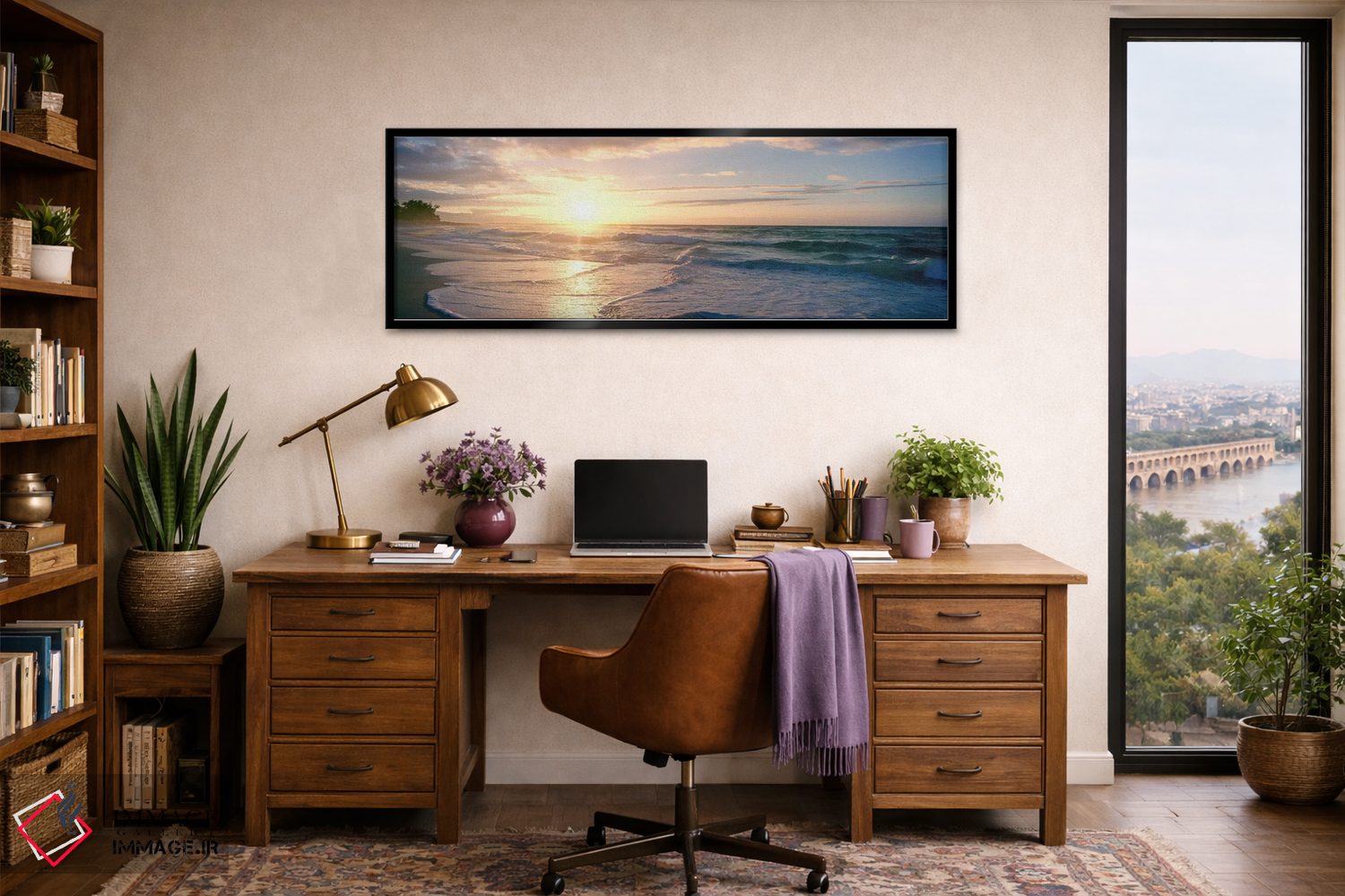 تابلو دکوراتیو غروب آفتاب بر فراز دریا اثر پانورامیک ایمجز - D3B