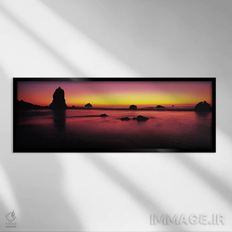تابلو دکوراتیو Big Sur, California, USA,غروب آفتاب بر فراز صخره ها در… اثر پانورامیک ایمجز - نمای قابدار مشکی