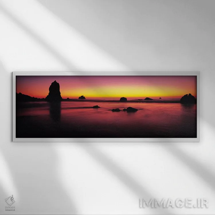 تابلو دکوراتیو Big Sur, California, USA,غروب آفتاب بر فراز صخره ها در… اثر پانورامیک ایمجز - نمای قابدار سفید