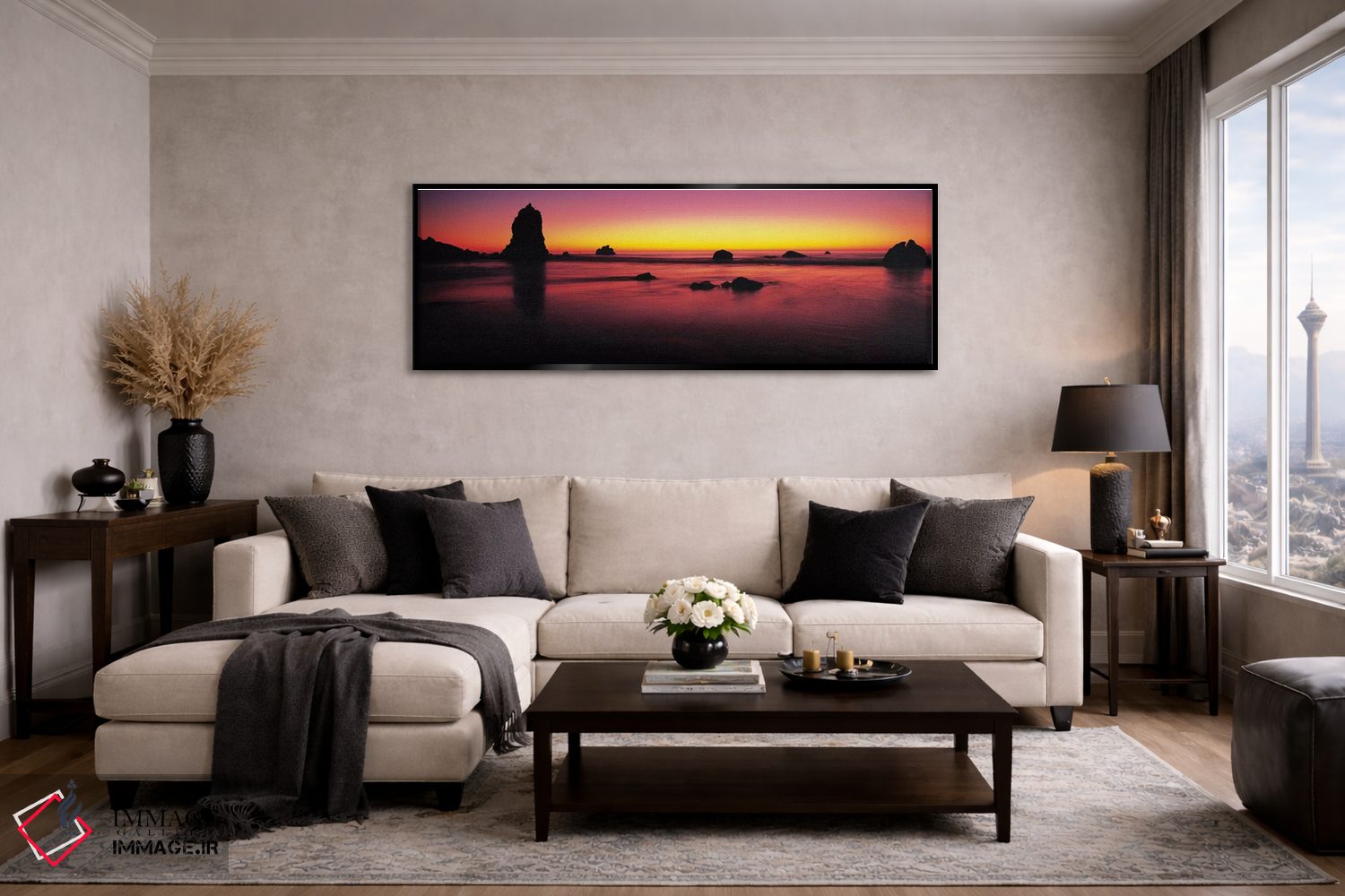 تابلو دکوراتیو Big Sur, California, USA,غروب آفتاب بر فراز صخره ها در… اثر پانورامیک ایمجز - D5B