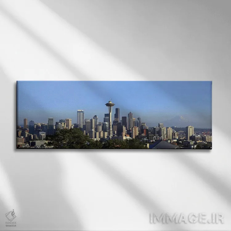 تابلو دکوراتیو Space Needle, Mt Rainier, Seattle, King County, Washing… اثر پانورامیک ایمجز - نمای روبهرو روی دیوار
