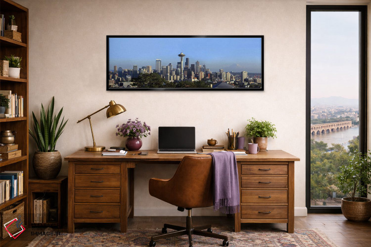 تابلو دکوراتیو Space Needle, Mt Rainier, Seattle, King County, Washing… اثر پانورامیک ایمجز - D2B