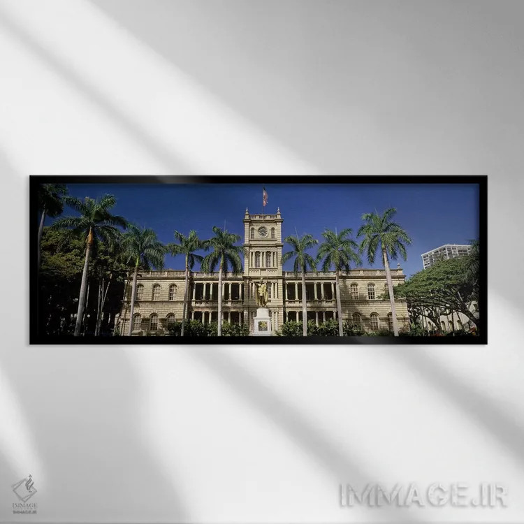 تابلو دکوراتیو Aliiolani Hale, Honolulu, Oahu, Honolulu County, Hawaii… اثر پانورامیک ایمجز - نمای قابدار مشکی
