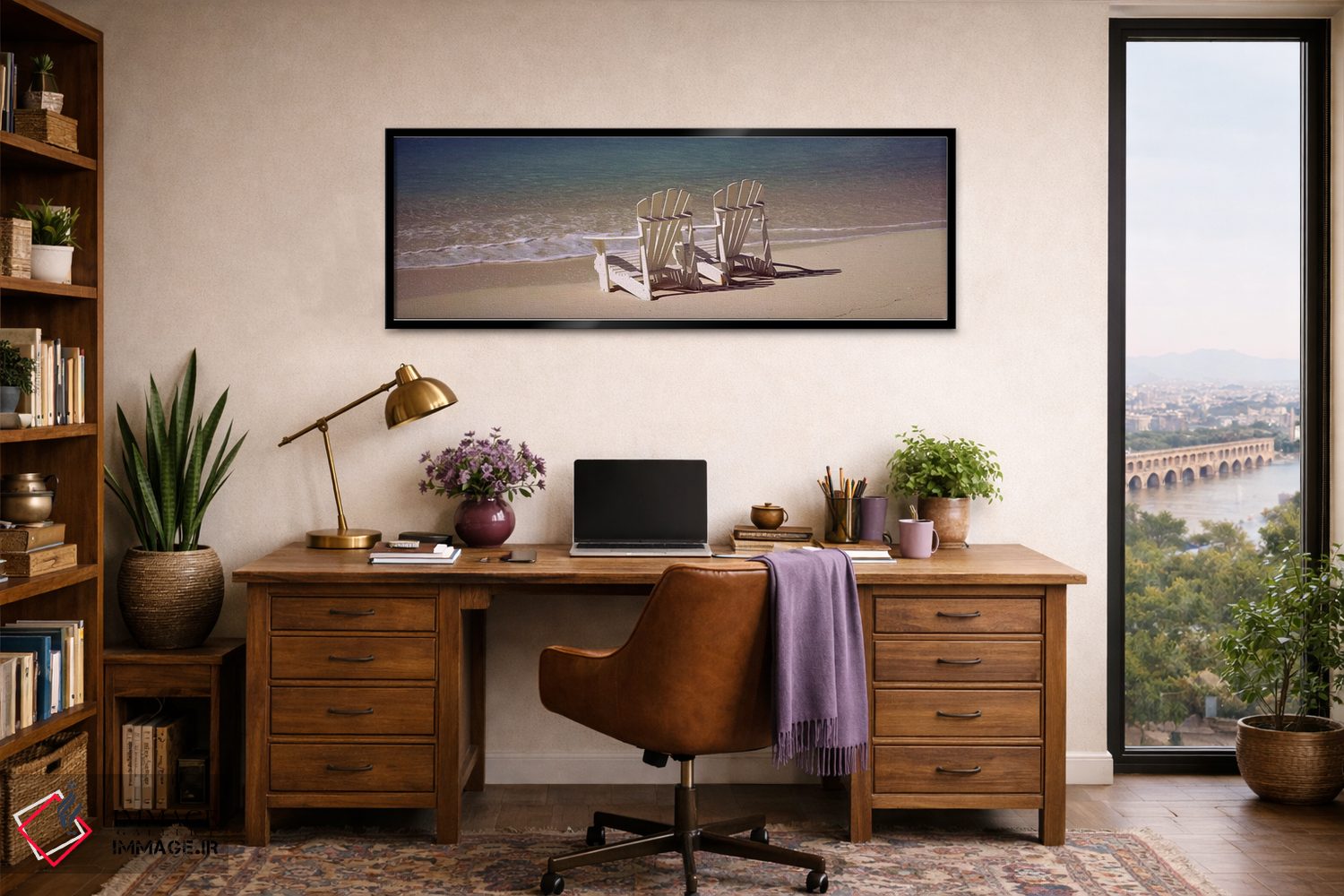 تابلو دکوراتیو Bahamas,صندلی آدیرونداک در ساحل، باهاما اثر پانورامیک ایمجز - D3B