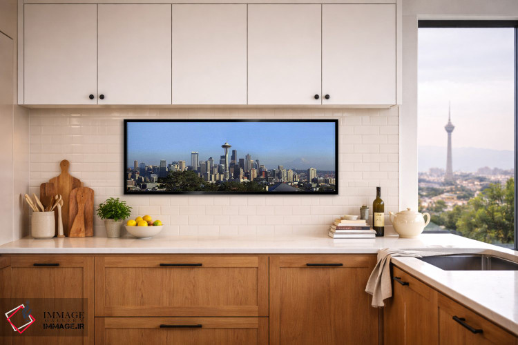 تابلو دکوراتیو Space Needle, Mt Rainier, Seattle, King County, Washing… اثر پانورامیک ایمجز - D4B