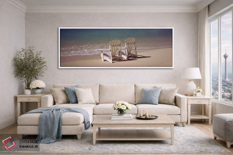 تابلو دکوراتیو Bahamas,صندلی آدیرونداک در ساحل، باهاما اثر پانورامیک ایمجز - D4W