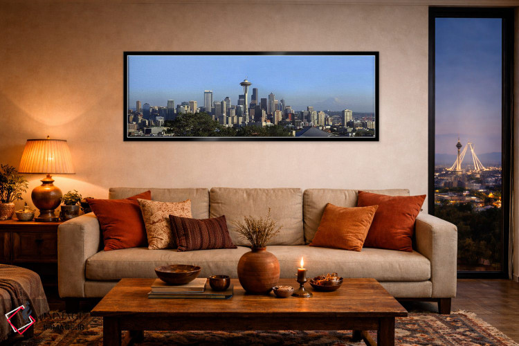 تابلو دکوراتیو Space Needle, Mt Rainier, Seattle, King County, Washing… اثر پانورامیک ایمجز - D5B