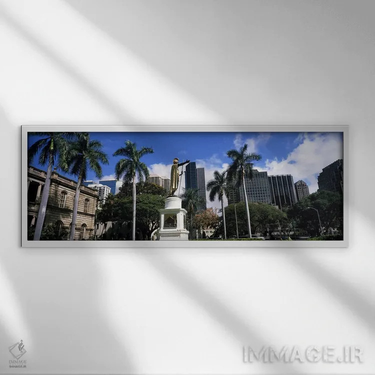تابلو دکوراتیو Aliiolani Hale, Honolulu, Oahu, Honolulu County, Hawaii… اثر پانورامیک ایمجز - نمای قابدار سفید
