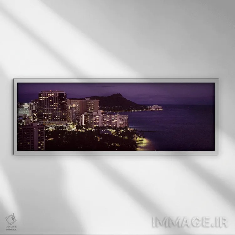 تابلو دکوراتیو Honolulu, Oahu, Honolulu County, Hawaii, USA,ساختمان ها… اثر پانورامیک ایمجز - نمای قابدار سفید