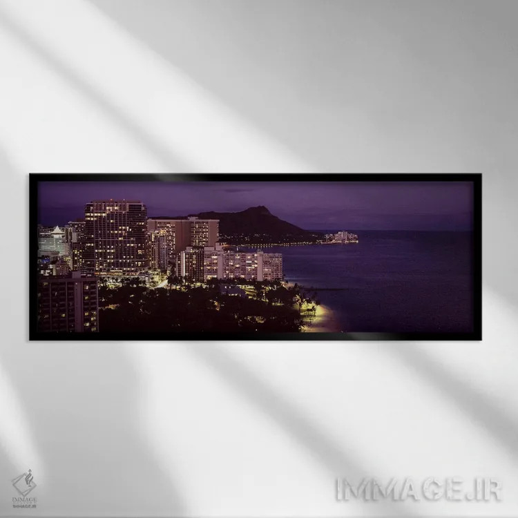 تابلو دکوراتیو Honolulu, Oahu, Honolulu County, Hawaii, USA,ساختمان ها… اثر پانورامیک ایمجز - نمای قابدار مشکی