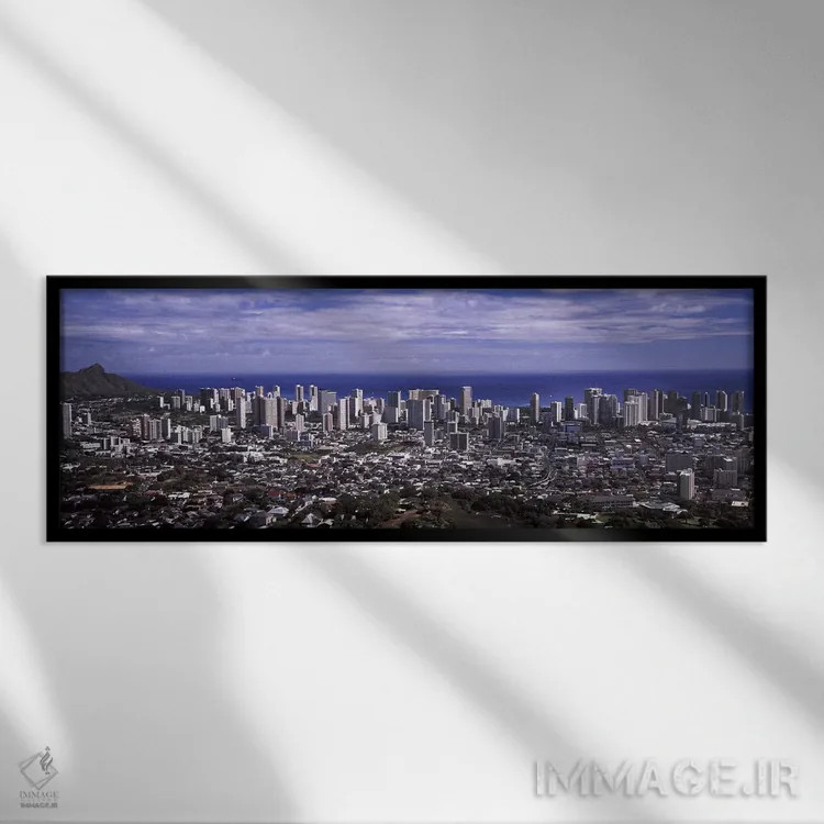 تابلو دکوراتیو Honolulu, Oahu, Honolulu County, Hawaii, USA 2010 #2,نم… اثر پانورامیک ایمجز - نمای قابدار مشکی