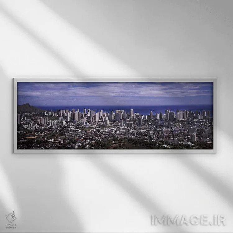 تابلو دکوراتیو Honolulu, Oahu, Honolulu County, Hawaii, USA 2010 #2,نم… اثر پانورامیک ایمجز - نمای قابدار سفید