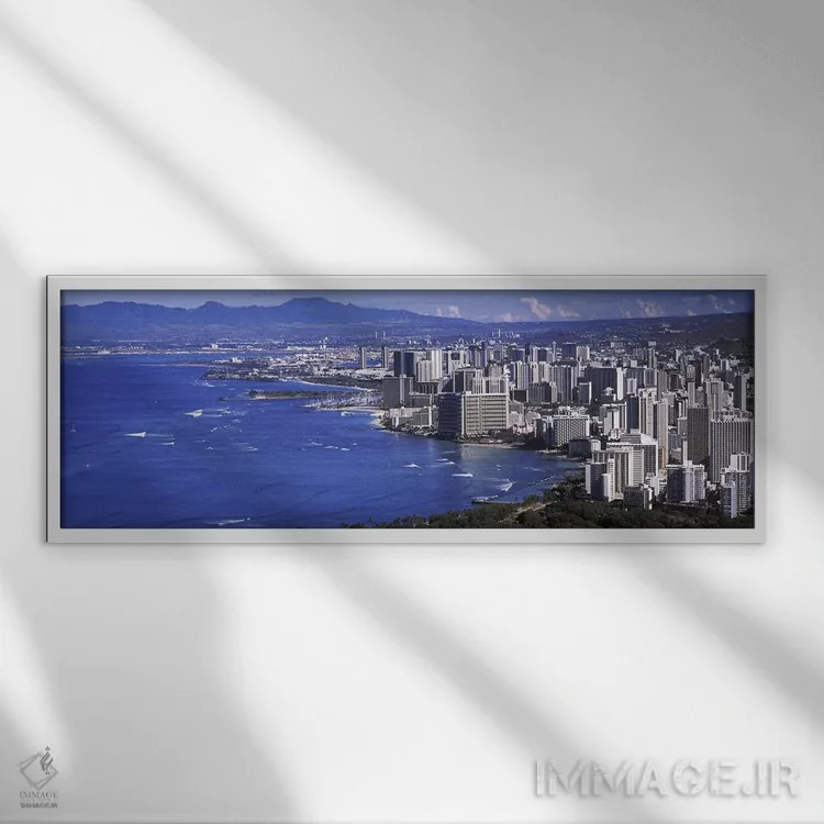 تابلو دکوراتیو Honolulu, Oahu, Honolulu County, Hawaii, USA 2010 #2,نم… اثر پانورامیک ایمجز - نمای قابدار سفید
