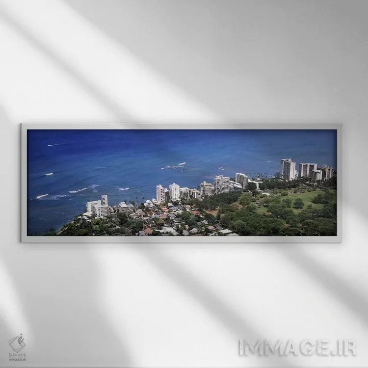 تابلو دکوراتیو Honolulu, Oahu, Honolulu County, Hawaii, USA 2010,نمای… اثر پانورامیک ایمجز - نمای قابدار سفید
