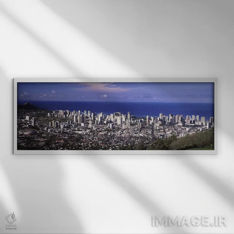 تابلو دکوراتیو Honolulu, Oahu, Honolulu County, Hawaii, USA 2010 #3,نم… اثر پانورامیک ایمجز - نمای قابدار سفید
