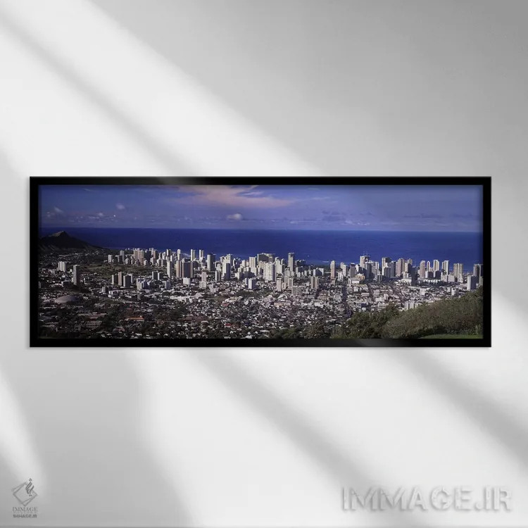 تابلو دکوراتیو Honolulu, Oahu, Honolulu County, Hawaii, USA 2010 #3,نم… اثر پانورامیک ایمجز - نمای قابدار مشکی