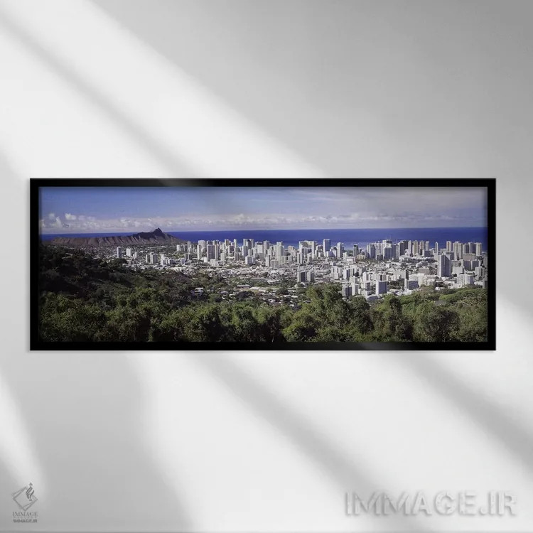 تابلو دکوراتیو Honolulu, Oahu, Honolulu County, Hawaii, USA 2010 #4,نم… اثر پانورامیک ایمجز - نمای قابدار مشکی