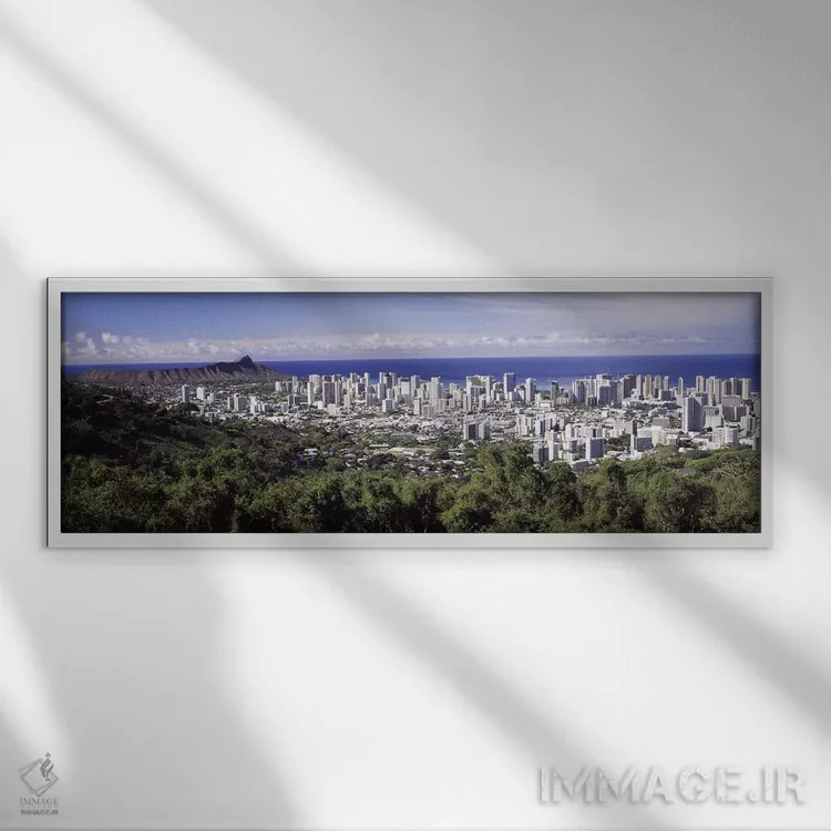 تابلو دکوراتیو Honolulu, Oahu, Honolulu County, Hawaii, USA 2010 #4,نم… اثر پانورامیک ایمجز - نمای قابدار سفید