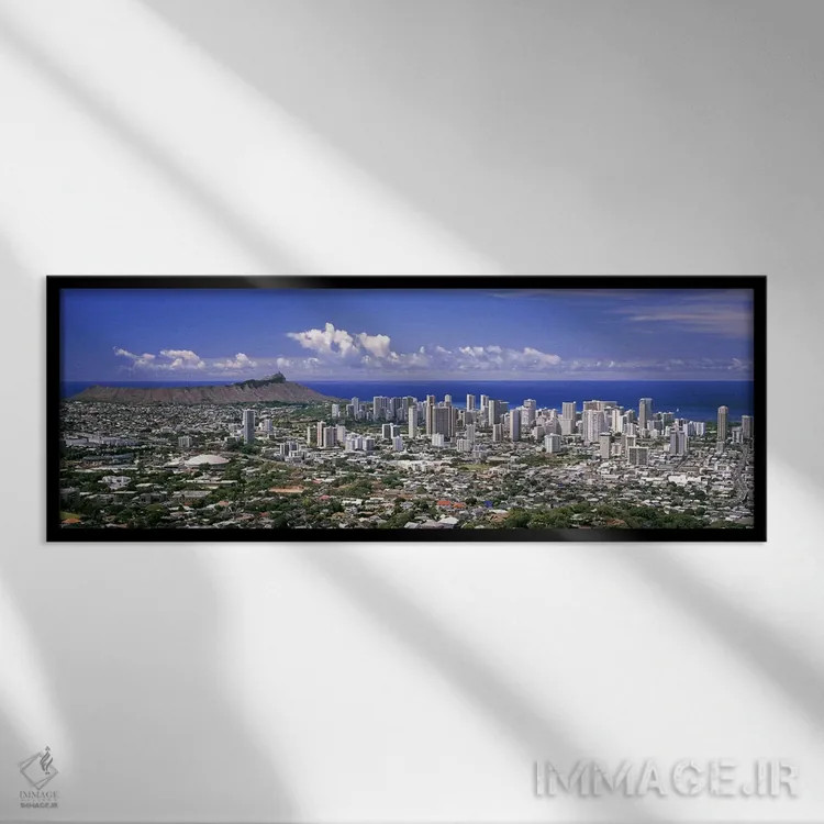 تابلو دکوراتیو Honolulu, Oahu, Honolulu County, Hawaii, USA 2010 #5,نم… اثر پانورامیک ایمجز - نمای قابدار مشکی