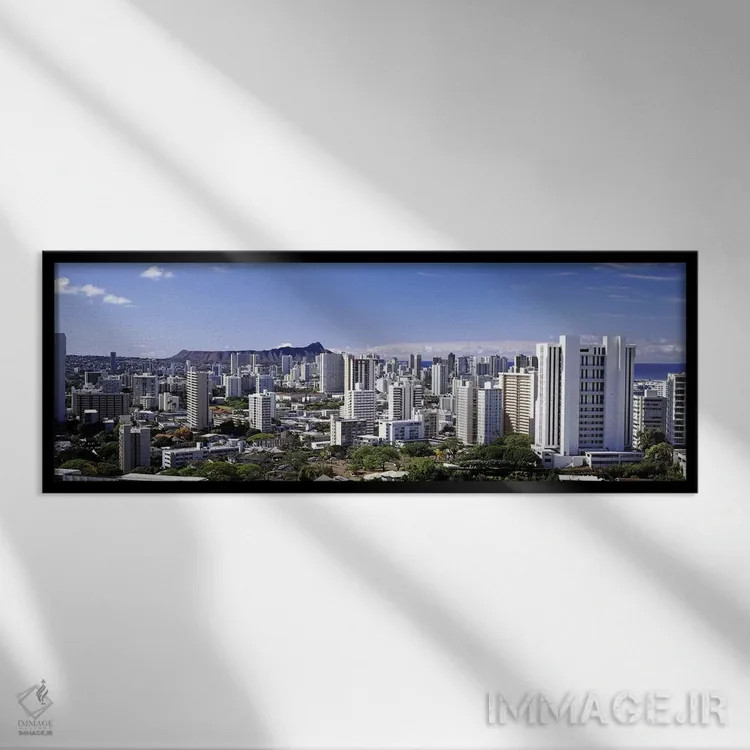 تابلو دکوراتیو Honolulu, Oahu, Honolulu County, Hawaii, USA 2010 #7,نم… اثر پانورامیک ایمجز - نمای قابدار مشکی
