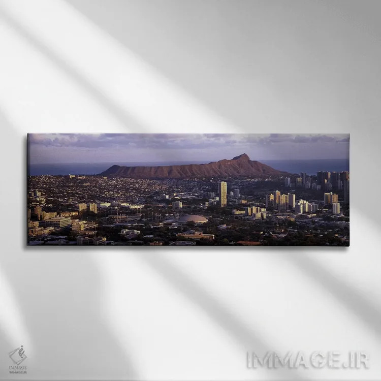 تابلو دکوراتیو Oahu, Honolulu County, Hawaii, USA,نمای بالا از شهر، هو… اثر پانورامیک ایمجز - نمای روبهرو روی دیوار