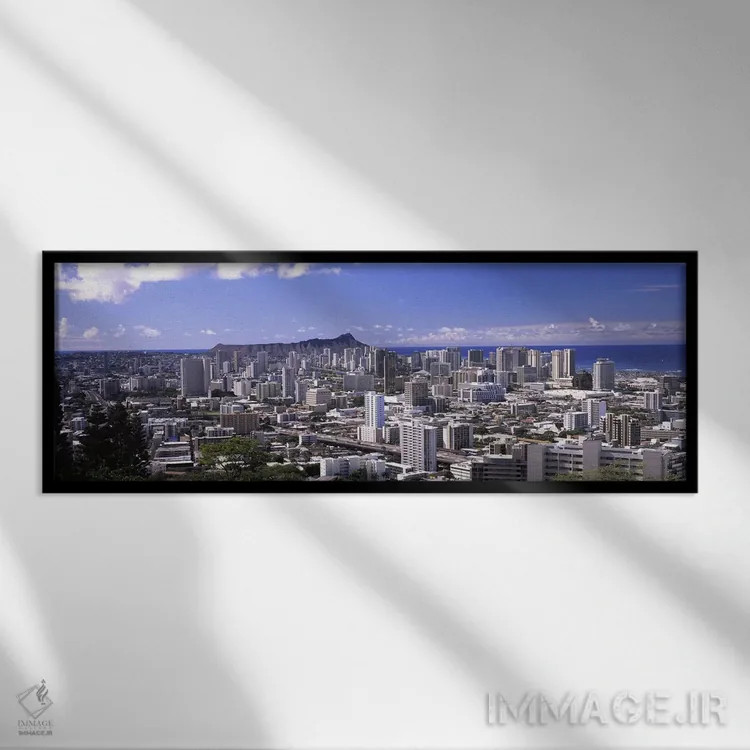 تابلو دکوراتیو Honolulu, Oahu, Honolulu County, Hawaii, USA,نمای بالا… اثر پانورامیک ایمجز - نمای قابدار مشکی