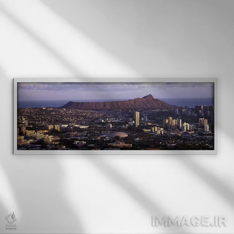 تابلو دکوراتیو Oahu, Honolulu County, Hawaii, USA,نمای بالا از شهر، هو… اثر پانورامیک ایمجز - نمای قابدار سفید