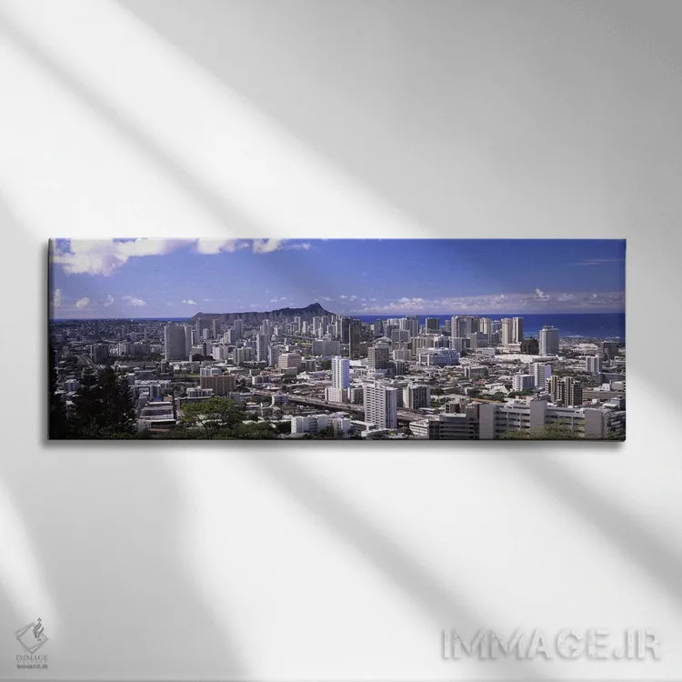 تابلو دکوراتیو Honolulu, Oahu, Honolulu County, Hawaii, USA,نمای بالا… اثر پانورامیک ایمجز - نمای روبهرو روی دیوار