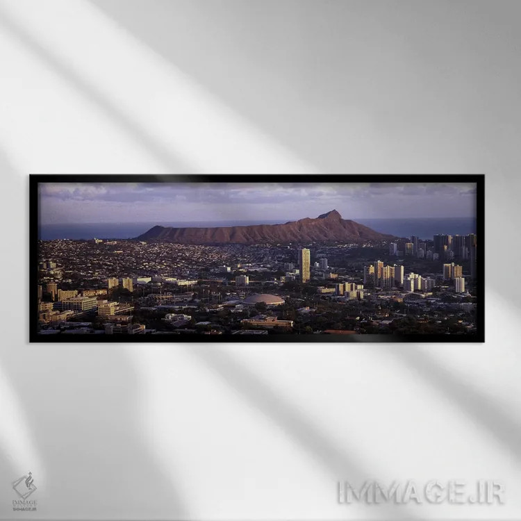 تابلو دکوراتیو Oahu, Honolulu County, Hawaii, USA,نمای بالا از شهر، هو… اثر پانورامیک ایمجز - نمای قابدار مشکی