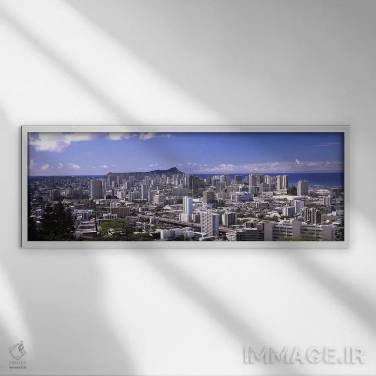 تابلو دکوراتیو Honolulu, Oahu, Honolulu County, Hawaii, USA,نمای بالا… اثر پانورامیک ایمجز - نمای قابدار سفید