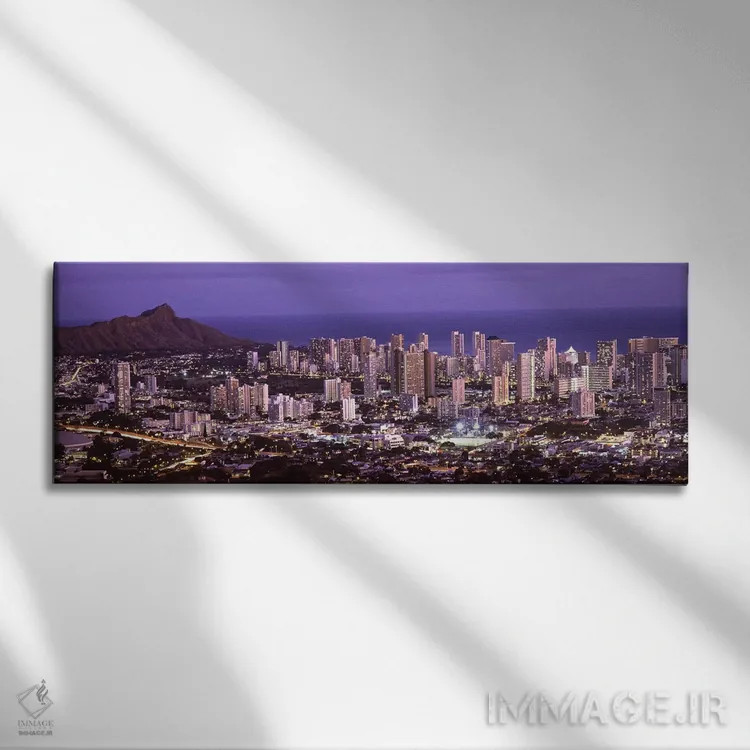 تابلو دکوراتیو Oahu, Honolulu County, Hawaii, USA,نمای بالا از شهر روش… اثر پانورامیک ایمجز - نمای روبهرو روی دیوار