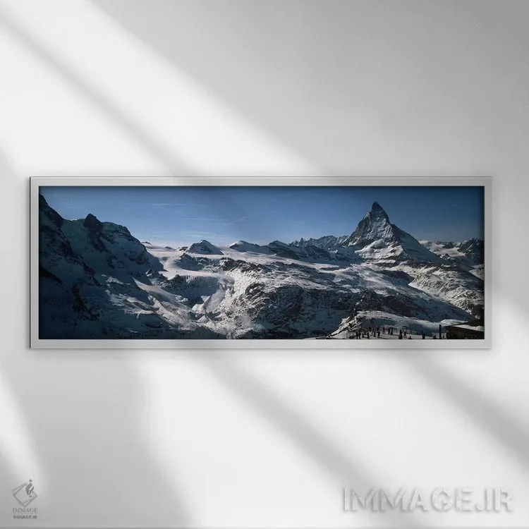 تابلو دکوراتیو Matterhorn, Switzerland,اسکی بازان روی کوه ها در زمستان… اثر پانورامیک ایمجز - نمای قابدار سفید