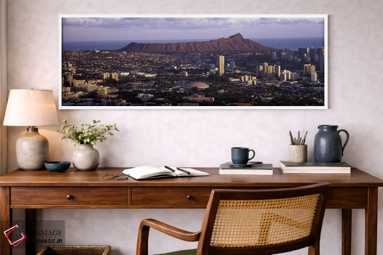 تابلو دکوراتیو Oahu, Honolulu County, Hawaii, USA,نمای بالا از شهر، هو… اثر پانورامیک ایمجز - D1W