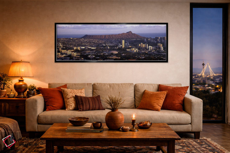 تابلو دکوراتیو Oahu, Honolulu County, Hawaii, USA,نمای بالا از شهر، هو… اثر پانورامیک ایمجز - D5B