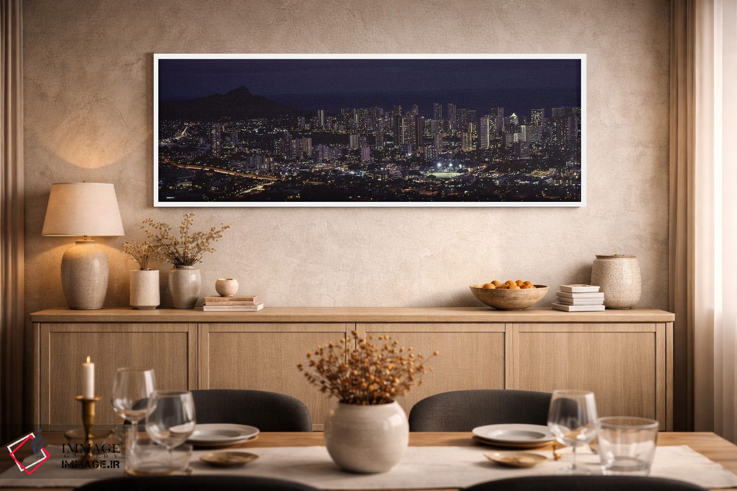 تابلو دکوراتیو Honolulu, Oahu, Honolulu County, Hawaii, USA,نمای بالا… اثر پانورامیک ایمجز - D2W