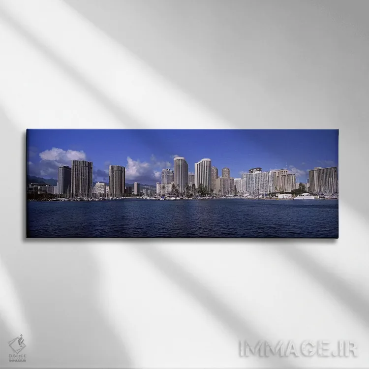 تابلو دکوراتیو Honolulu, Hawaii, USA 2010 #2,آسمان خراش ها در کنار آب… اثر پانورامیک ایمجز - نمای روبهرو روی دیوار
