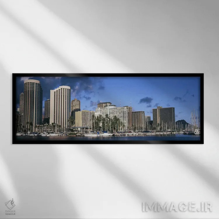 تابلو دکوراتیو Honolulu, Hawaii, USA 2010,قایق های پهلو گرفته در بندر… اثر پانورامیک ایمجز - نمای قابدار مشکی