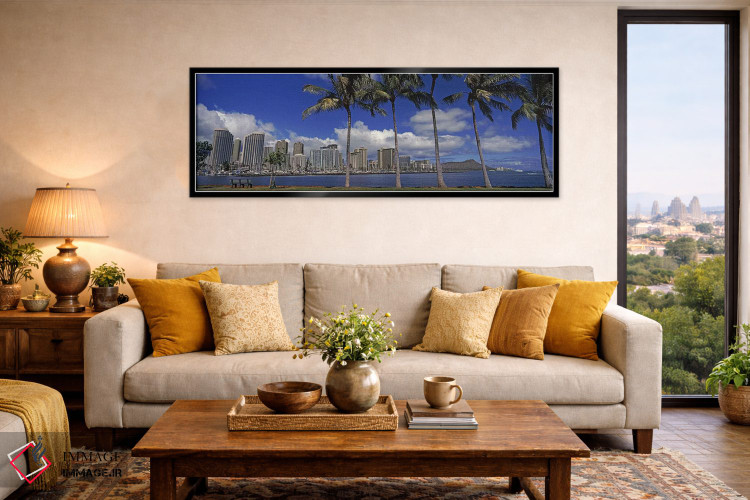 تابلو دکوراتیو Honolulu, Hawaii, USA 2010,آسمان خراش ها در کنار آب، هو… اثر پانورامیک ایمجز - D6B
