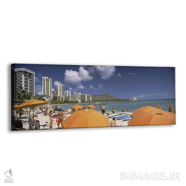 تابلو دکوراتیو Waikiki Beach, Honolulu, Oahu, Hawaii, USA 2010,گردشگرا… اثر پانورامیک ایمجز - نمای پرسپکتیو محصول