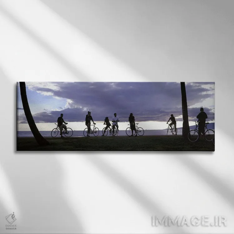 تابلو دکوراتیو Honolulu, Oahu, Hawaii, USA,گردشگران دوچرخه سوار در ساح… اثر پانورامیک ایمجز - نمای روبهرو روی دیوار