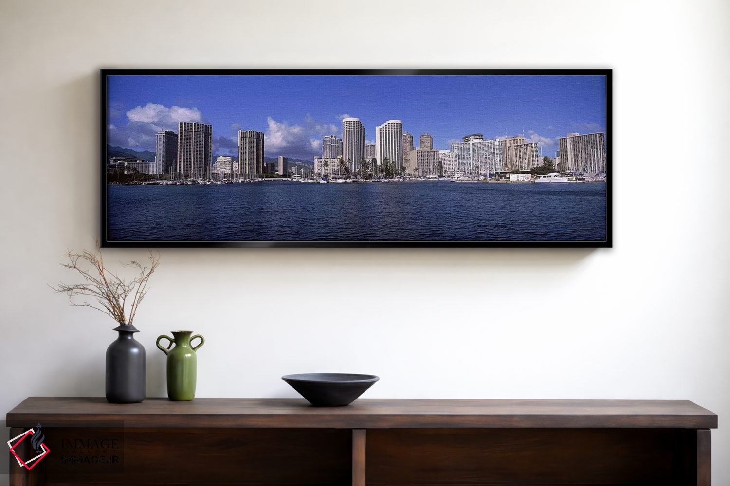 تابلو دکوراتیو Honolulu, Hawaii, USA 2010 #2,آسمان خراش ها در کنار آب… اثر پانورامیک ایمجز - D1B