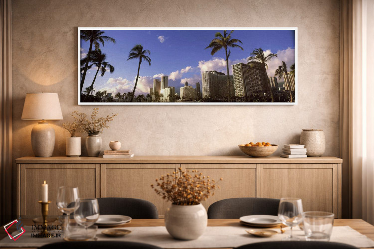 تابلو دکوراتیو Honolulu, Hawaii, USA 2010,نمای پایین از آسمان خراش ها… اثر پانورامیک ایمجز - D2W