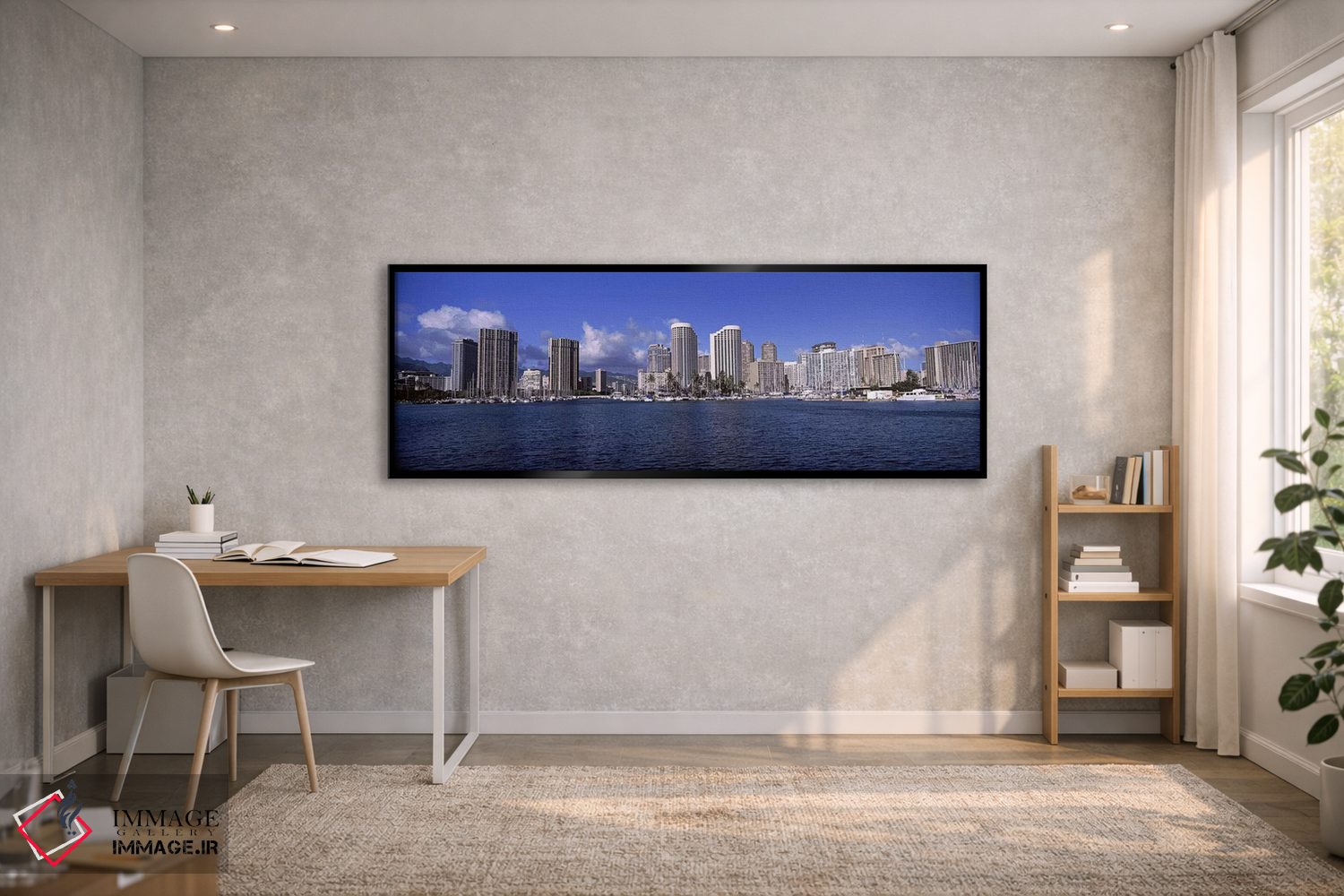 تابلو دکوراتیو Honolulu, Hawaii, USA 2010 #2,آسمان خراش ها در کنار آب… اثر پانورامیک ایمجز - D2B