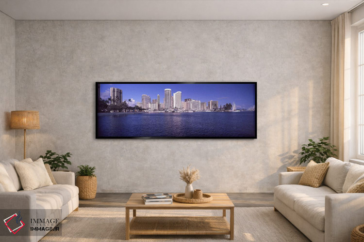 تابلو دکوراتیو Honolulu, Hawaii, USA,آسمان خراش ها در کنار آب، هونولول… اثر پانورامیک ایمجز - D5B
